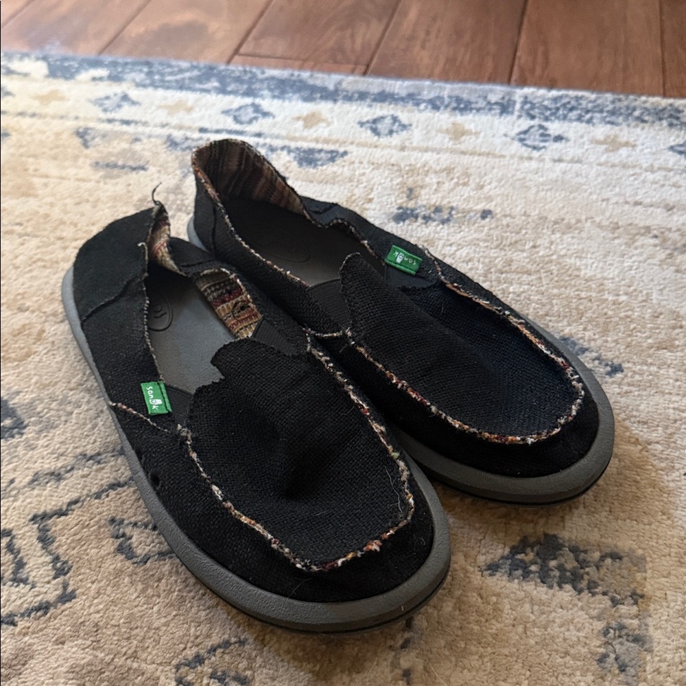 Sanuk Black Slip-On Shoes